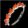 Image 1 : Per Cut Fire Orange Opal Ring in 14k White Gold Plated 925 Sterling Silver - Size 8 - Appraised Repl