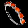Image 2 : Per Cut Fire Orange Opal Ring in 14k White Gold Plated 925 Sterling Silver - Size 8 - Appraised Repl