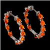 Image 1 : Per Cut Fire Orange Opal Earrings in 14k White Gold Plated 925 Sterling Silver - Appraised Replaceme