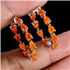 Image 2 : Per Cut Fire Orange Opal Earrings in 14k White Gold Plated 925 Sterling Silver - Appraised Replaceme