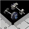 Image 3 : Oval and Diamond Cut Blue Sapphire Earrings in 2-Tone Black Rhodium and 14k White Gold Plated 925 St