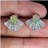 Image 1 : Big 7x5 mm Crystal Opal Earrings AAA Full Play of Color in 14k White Gold Plated 925 Sterling Silver