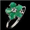 Image 1 : Emerald and Aquamarine Ring in 14 White Gold Plated 925 Sterling Silver Ring - Size 9 - Appraised Re