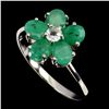 Image 2 : Emerald and Aquamarine Ring in 14 White Gold Plated 925 Sterling Silver Ring - Size 9 - Appraised Re