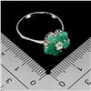 Image 3 : Emerald and Aquamarine Ring in 14 White Gold Plated 925 Sterling Silver Ring - Size 9 - Appraised Re