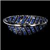 Image 1 : Diamond Cut Blue Sapphire Ring in 2-Tone Black Rhodium and 14k White Gold Plated 925 Sterling Silver