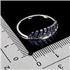 Image 3 : Diamond Cut Blue Sapphire Ring in 2-Tone Black Rhodium and 14k White Gold Plated 925 Sterling Silver