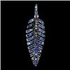Image 2 : Diamond Round Cut Blue Sapphire Pendant in 2-Tone Black Rhodium and 14k White Gold Plated 925 Sterli