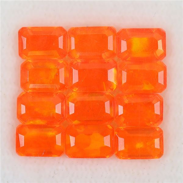 4.77 ct. Hot Fire Orange Opal 12 pcs. Lot Emerald Cut 6x4 mm - Appraised Replacement Value $ 955