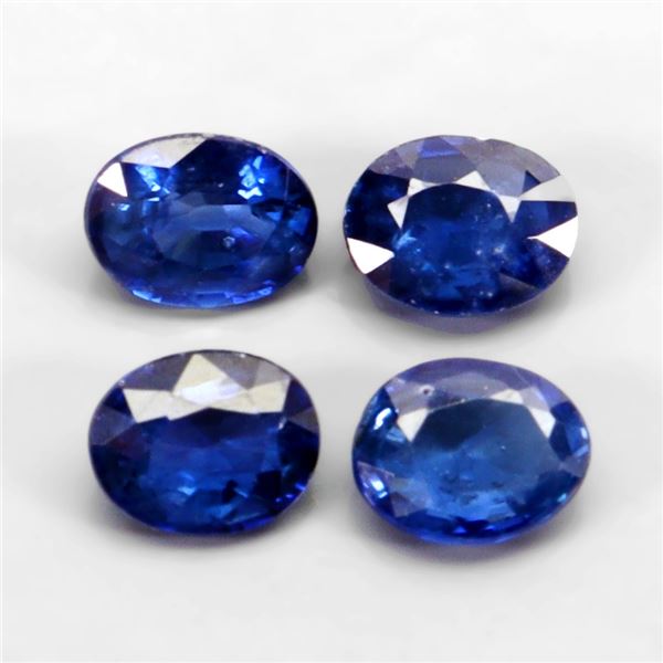 1.60 ct. 4 pcs. Oval Cut Heated Natural Royal Blue Sapphire 5x4 mm Gemstones - Appraised Replacement