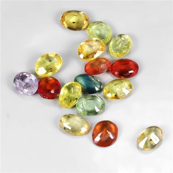 2.42 ct. Oval Cut Multi Coloured Sapphire 16 pcs. Lot 4 x3.5 mm Gemstones - Appraised Replacement Va