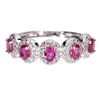 Image 1 : Superb Oval Cut Ruby Ring and CZ in 14k White Gold Plated 925 Sterling Silver - Size 7.5 - Appraised