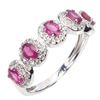 Image 2 : Superb Oval Cut Ruby Ring and CZ in 14k White Gold Plated 925 Sterling Silver - Size 7.5 - Appraised