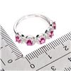 Image 3 : Superb Oval Cut Ruby Ring and CZ in 14k White Gold Plated 925 Sterling Silver - Size 7.5 - Appraised