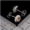 Image 3 : Round Cut Morganite (Same Family as Emerald) and CZ Earrings in 14k White Gold Plated 925 Sterling S
