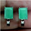 Image 1 : Big 8x6 mm Octogon Cut Emerald Earrings in 14k White Gold Plated 925 Sterling Silver - Appraised Rep