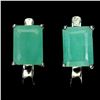Image 2 : Big 8x6 mm Octogon Cut Emerald Earrings in 14k White Gold Plated 925 Sterling Silver - Appraised Rep
