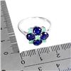 Image 3 : Blue Sapphire and Emerald Ring in 14k White Gold Plated 925 Sterling Silver - Size 7.5 - Appraised R