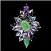 Image 1 : Emerald, Amethyst, Tanzanite and Sky Blue Topaz Ring in 14k White Gold Plated 925 Sterling Silver - 
