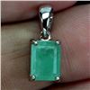Image 1 : Big 8x6 mm Octagon Cut Emerald Pendant in 14k White Gold Plated 925 Sterling Silver - Appraised Repl