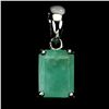 Image 2 : Big 8x6 mm Octagon Cut Emerald Pendant in 14k White Gold Plated 925 Sterling Silver - Appraised Repl