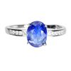 Image 1 : Very Nice Blue Sapphire and CZ Ring in 14k White Gold Plated 925 Sterling Silver - Size 6.5 - Apprai