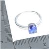 Image 3 : Very Nice Blue Sapphire and CZ Ring in 14k White Gold Plated 925 Sterling Silver - Size 6.5 - Apprai