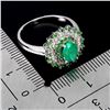 Image 3 : High Value Big 7x5 mm Fire Green Opal, Tsavorite Garnet and 16 pcs. Of Diamonds Ring in 14k White Go