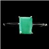 Image 1 : Big 8x6 mm Octagon Cut Emerald Ring in 14k White Gold Plated 925 Sterling Silver - Size 9.5 - Apprai