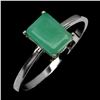 Image 2 : Big 8x6 mm Octagon Cut Emerald Ring in 14k White Gold Plated 925 Sterling Silver - Size 9.5 - Apprai