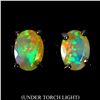 Image 1 : 7x5 mm Crystal Opal Earrings in 14k White Gold Plated 925 Sterling Silver - Appraised Replacement Va