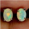 Image 2 : 7x5 mm Crystal Opal Earrings in 14k White Gold Plated 925 Sterling Silver - Appraised Replacement Va