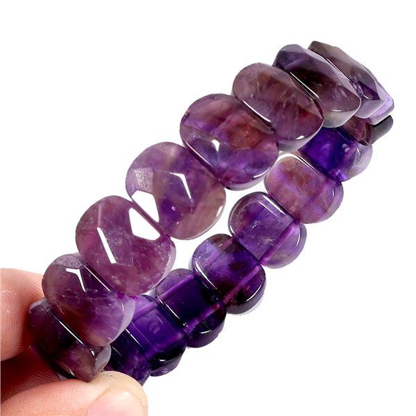 Handmade 15x11mm Amethyst and Ametrine Bracelet - 8 inches long - Appraised Replacement Value $ 1,10