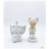 Image 1 : Porcelain Praying Girl Figurine and Elephant Figure Pair