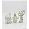 Image 1 : Porcelain Clown Figurines Trio with Gold Trim and Polka Dots