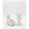 Image 1 : White Glazed Ceramic Candleholders and Planter Pieces