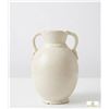 Image 2 : White Ceramic Vase with Relief Floral Design and Two Handles