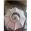 Image 3 : Ceramic Floral Table Lamp with Pink Fabric Shade and Fringe