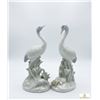 Image 1 : Porcelain Crane Figurines with Floral Bases