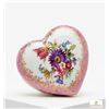Image 3 : 2 Ceramic Trinket Boxes - Heart Shaped Floral and Round Rose Design