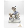 Image 1 : Porcelain Figurine of Boy in Blue Coat with Dog by Fence