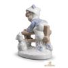 Image 2 : Porcelain Figurine of Boy in Blue Coat with Dog by Fence