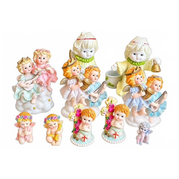 Porcelain Cherub and Angel Figurines, Hand Painted, Assorted Sizes