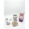 Image 1 : Otley Cow Butter Dish, White Relief Pot, Pink Glass Vase, Floral Dish, Small Crystal Dish