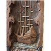Image 2 : Smiths Wall Clock With Ship Relief, Carved Wood Style, Nautical Theme