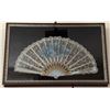 Image 2 : Framed Decorative Lace Hand Fan With Painted Scene, Shadowbox Display