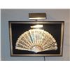 Image 4 : Framed Decorative Lace Hand Fan With Painted Scene, Shadowbox Display
