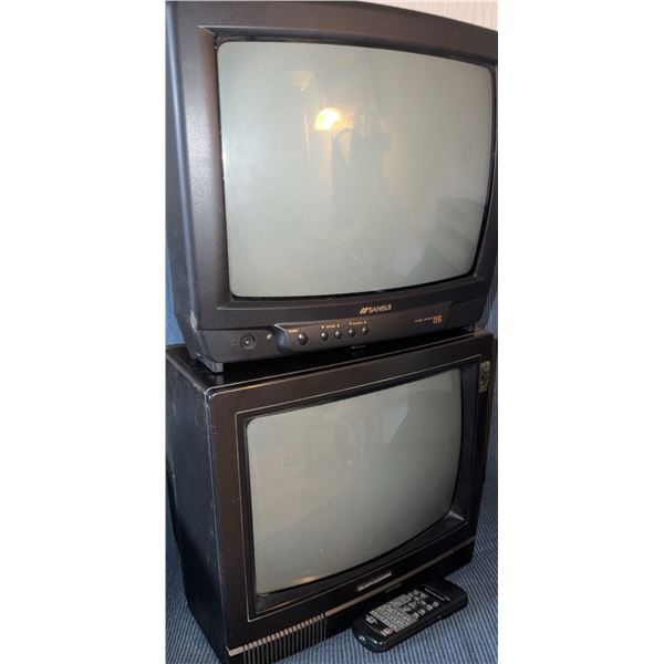 Sansui TVM1315 CRT Television with Antenna and Electrohome 33CG11 TV Receiver with Remote