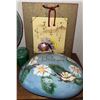 Image 2 : Hand Painted Rock, Decorative Pottery Vases, Blue Glass Decor and Assorted Brass Bell
