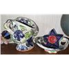 Image 4 : Hand Painted Rock, Decorative Pottery Vases, Blue Glass Decor and Assorted Brass Bell
